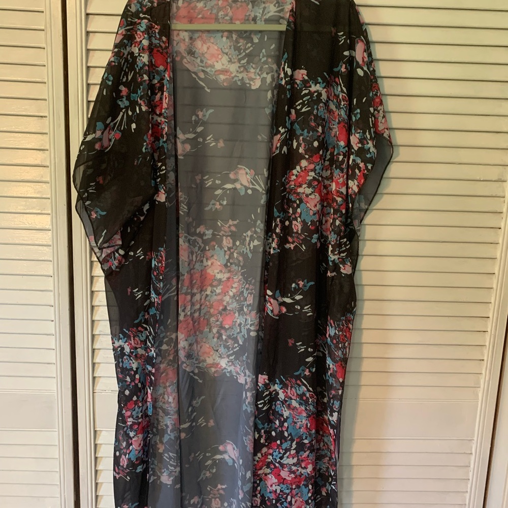 NWOT Floral Sheer Kimono—Swimwear Coverup